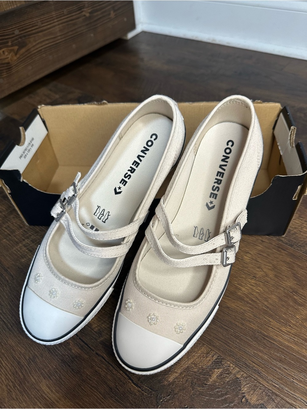 Converse Cream Mary Jane Flats with Double Buckle